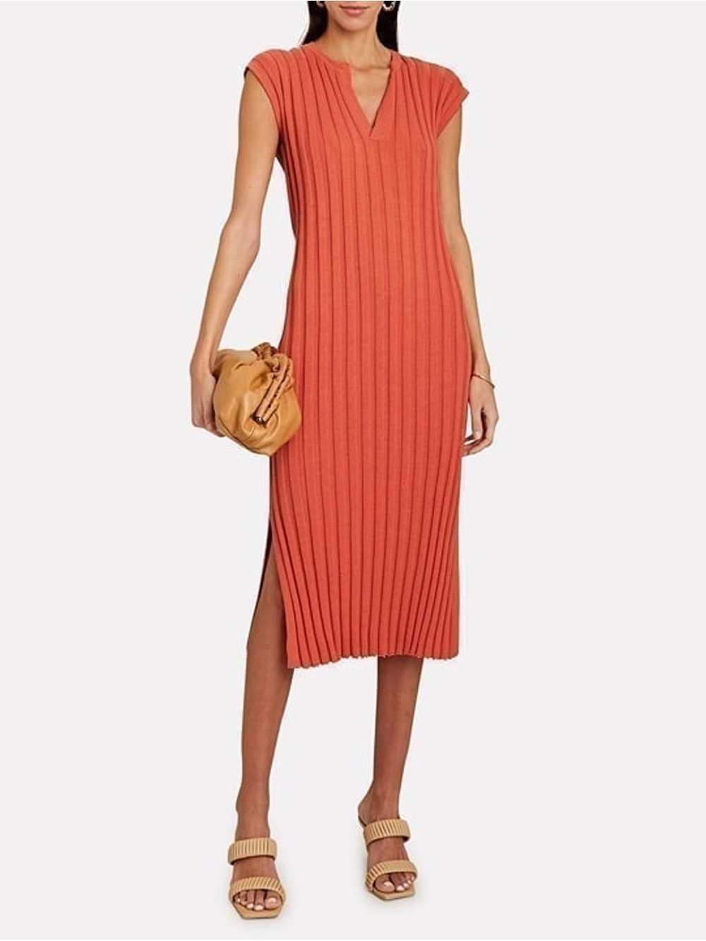 Rails Ribbed Midi Dress in Coral
